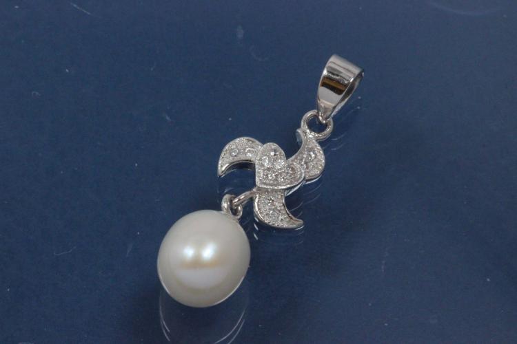 Pendent with windmill shaped FWP-oval shape and Zirconia 925/- Silver rhodium plated,