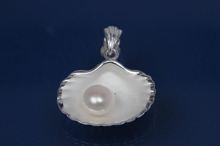 Pendant Sea Shell polished / sanded with FWP - Pearl 925/- Silver,