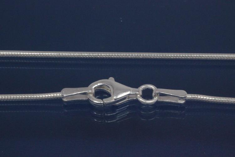 Schlangenkette geglättet massiv (nicht teilhohl) ca. Ø1,05mm mit Karabiner, 925/- Silber