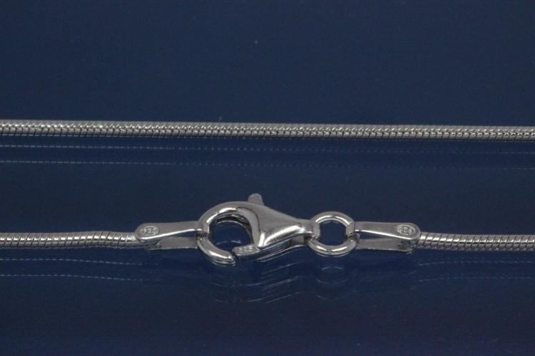 Schlangenkette geglättet massiv (nicht teilhohl) ca. Ø1,1mm mit Karabiner, 925/- Silber