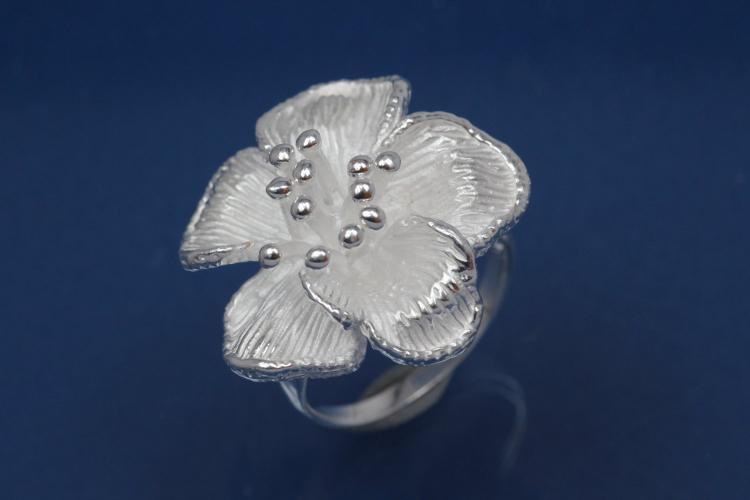 Ring, Flower Design 925/- Silver