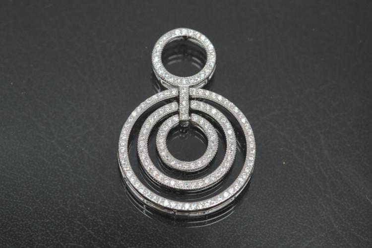 aLEm Pendant Fire Circle with Zirconia 925/- Silver rhodium plated,