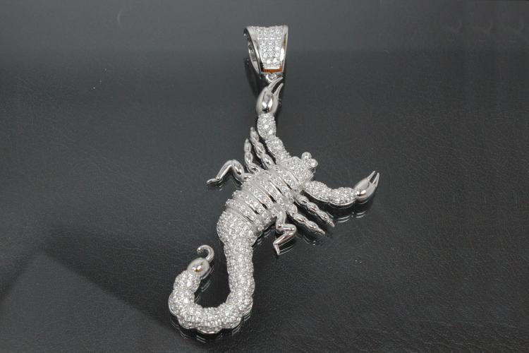 aLEm Pendant Scorpion with Zirconia 925/- Silver rhodium plated,