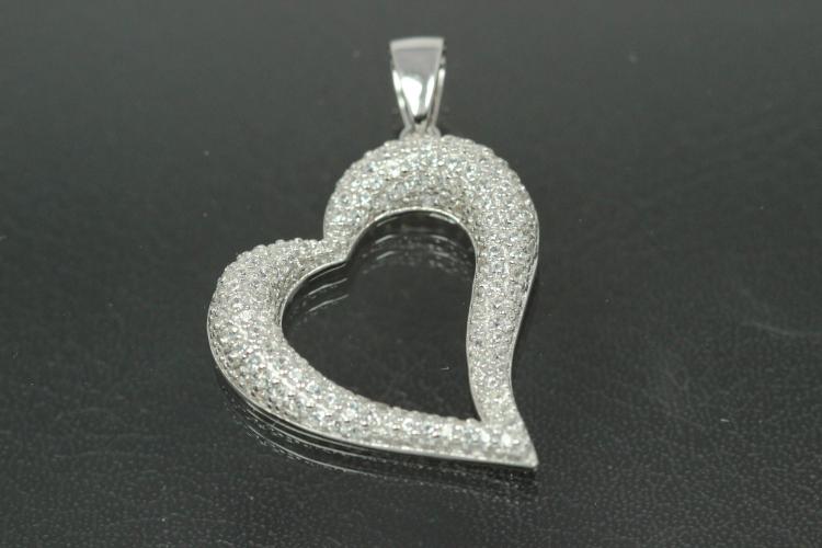 aLEm Pendant Heart of Soul 925/- Silver rhodium plated with white Zirconia,