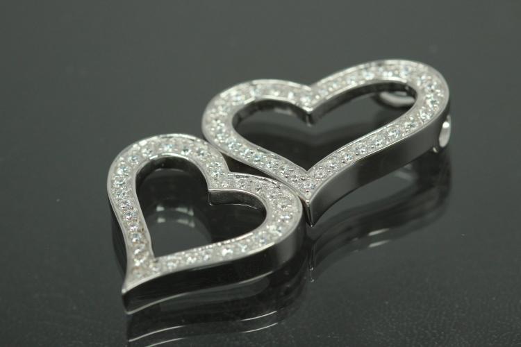 aLEm Anhänger Dancing Heart mit Zirkonia 925/- Silber rhodiniert, poliert