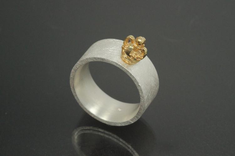 aLEm Ring Goldenes Hoheitssymbol der Liebe by alain LE mondial 925/- Silber mit Teilvergoldung,