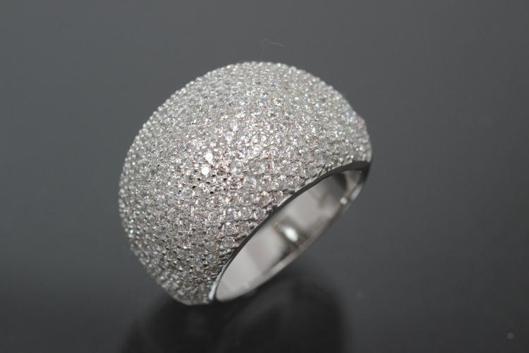 aLEm Ring Broad Sparkles 925/- Silver rhodium plated, with white Cubic Zirconia and undergallery