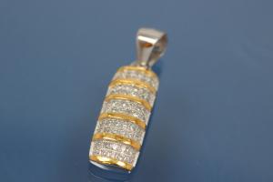 Pendant 925/- Silver rhodium plated / partially gold plated with Zirconia,