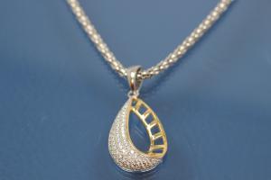 Pendant 925/- Silver rhodium plated / partially gold plated with Zirconia,