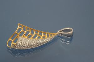 Pendant 925/- Silver rhodium plated / partially gold plated with Zirconia