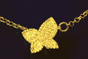 Butterfly necklace 925/- Silver gold plated with Zirconia, belcher chain with spring ring clasp,