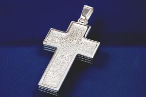 Pendant Cross 925/- Silver silver plated approx. sizes high 45,0mm including loop, wide 28,0mm, MS1,5mm,