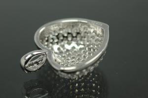 Anhänger Herz Großes Herz mit Zirkonia 925/- Silber rhodiniert,