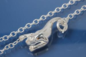 Necklace Cougar hollow 925/- Silver with round anchor chain and toggle clasp