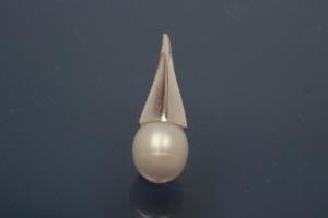 Anhänger pyramidenform Blumenkelch poliert mit SW-Perle 925/- Silber