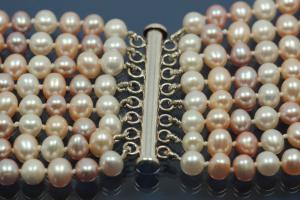 Potato multicolor Freshwater Pearls Necklace with 8-rows ca. Ø6mm , 8-rows and with 925/- Silver sliding clasp