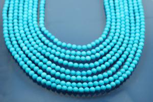 Turquoise Necklace (reconstructed) with 8-rows and 925/- Silver sliding clasp,