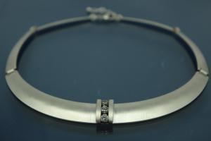 Collier Kleopatra 925/- Silber mit Zirkonia und Karabiner mattiert,