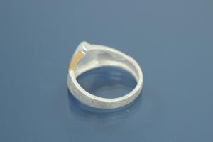Ring 925/- Silver partially gold plated, 1x Lapislazuli Triangle, 3x white Cubic Zirconia