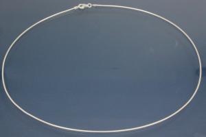 Schlangenkette geglättet massiv (nicht teilhohl) ca. Ø1,05mm mit Karabiner, 925/- Silber