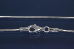 Schlangenkette geglättet massiv (nicht teilhohl) ca. Ø1,2mm mit Karabiner, 925/- Silber