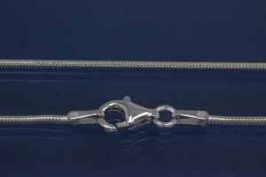 Schlangenkette geglättet massiv (nicht teilhohl) ca. Ø1,1mm mit Karabiner, 925/- Silber