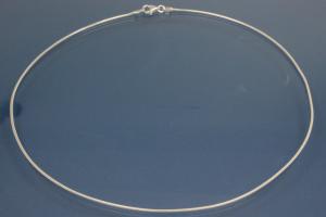 Schlangenkette geglättet massiv (nicht teilhohl) ca. Ø1,1mm mit Karabiner, 925/- Silber