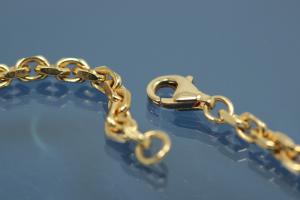Anchor chain necklace solid (not hollow) 4 sides- dia cut Ø 3,0mm, with trigger clasp, 333/- Gold, available in different Lengths