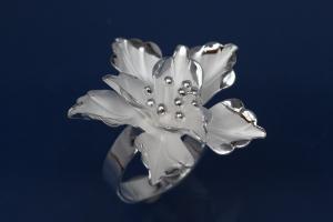 Ring, Flower Design 925/- Silver