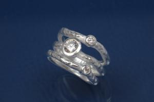 Ring im Geäst-Design mit weißen Zirkonia 925/- Silber