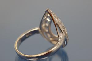 Ring bicolor 925/- Silber rhodiniert / teilvergoldet mit Zirkonia weiß, poliert