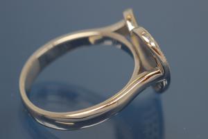 Ring bicolor mit Gravur Love 925/- Silber rhodiniert / teilvergoldet mit Zirkonia weiß, poliert