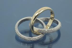 Ring bicolor 925/- Silber rhodiniert / teilvergoldet mit drei beweglichen Reifen