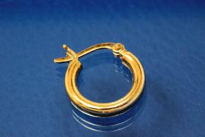 Rohrcreolen poliert 925/- Silber vergoldet ca. AØ15mm, IØ9,0mm, Rohr rund RD AØ3mm