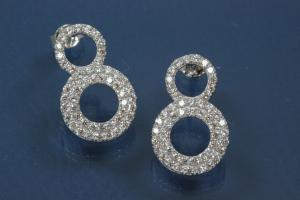 Ear post with two roundel 925/- Silver rhodium plated approx size high 20,9mm, wide 13,0mm, thickness 3,2mm