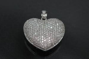 aLEm Pendant Danty Heart with Zirconia 925/- Silver rhodium plated,