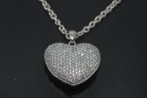 aLEm Pendant Danty Heart with Zirconia 925/- Silver rhodium plated,
