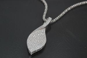 aLEm Pendant Glittering Leaf with Zirconia 925/- Silver rhodium plated,