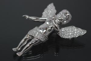 aLEm Pendant Lucky Fairy with Zirconia 925/- Silver rhodium plated,