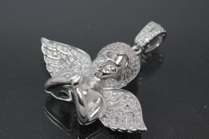 aLEm Pendant Infinity Angel with Zirconia 925/- Silver rhodium plated,