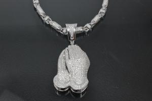 aLEm Pendant Greatful Hands with Zirconia 925/- Silver rhodium plated