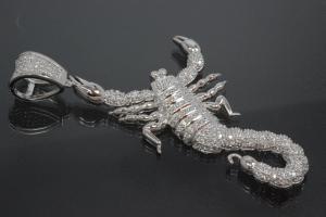 aLEm Pendant Scorpion with Zirconia 925/- Silver rhodium plated,