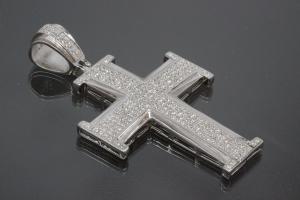 aLEm Anhänger Kreuz im Ritterstil mit Zirkonia 925/- Silber rhodiniert,