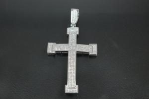 aLEm Anhänger Kreuz im Ritterstil mit Zirkonia 925/- Silber rhodiniert,