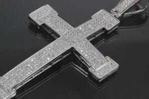 aLEm Pendant Cross in knight design with Zirconia 925/- Silver rhodium plated,