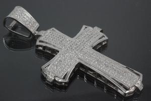 aLEm Pendant Cross in knight design with Zirconia 925/- Silver rhodium plated