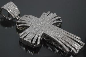 aLEm Anhänger Kleeblattkreuz aus der Ritterepoche mit Zirkonia 925/- Silber rhodiniert,