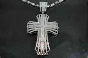 aLEm Anhänger Kleeblattkreuz aus der Ritterepoche mit Zirkonia 925/- Silber rhodiniert,