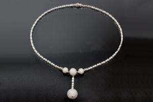 aLEm Necklace,  Lightning Planets   with white Zirconia 925/- Silver rhodium plated,