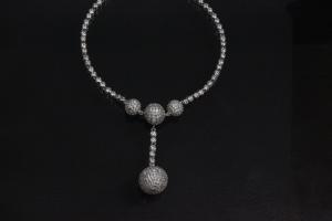 aLEm Necklace,  Lightning Planets   with white Zirconia 925/- Silver rhodium plated,